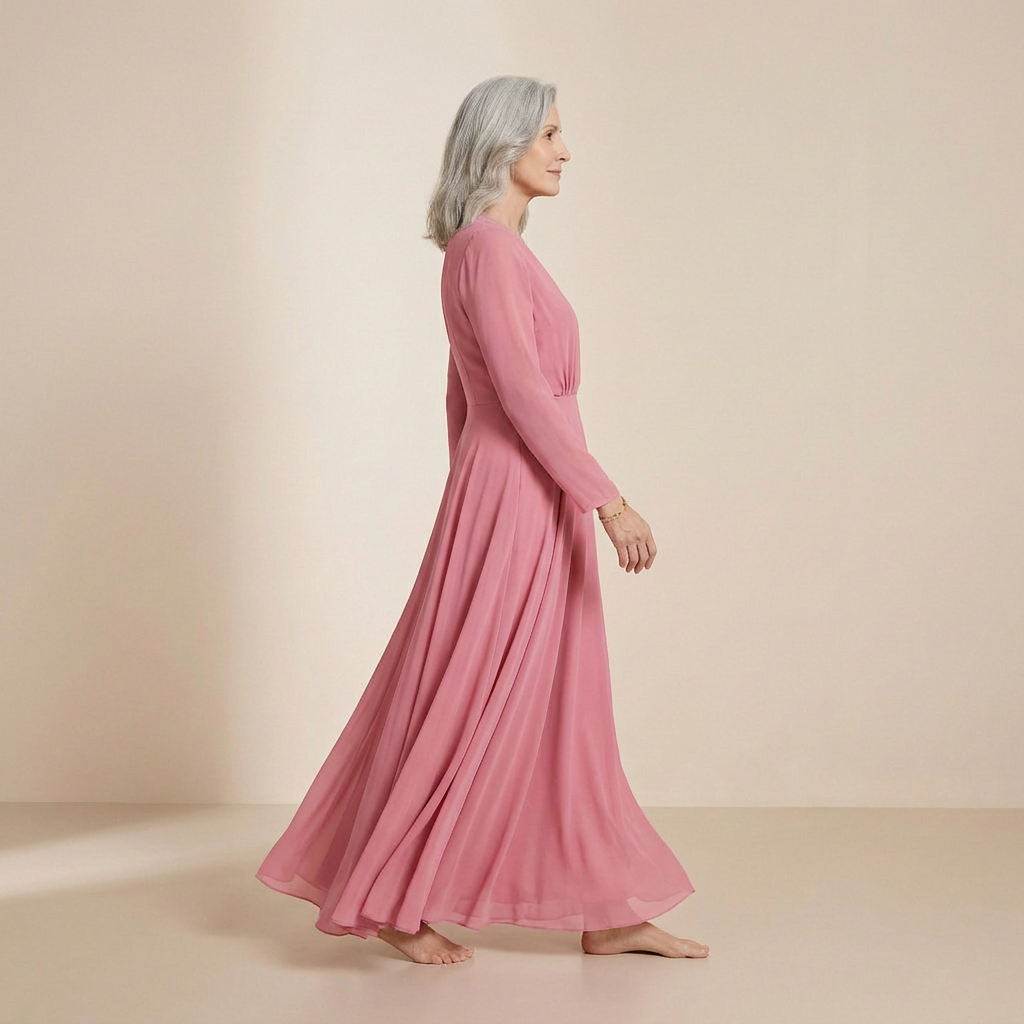 Elegante maxi-jurk in de kleur van gedempt roos – rok