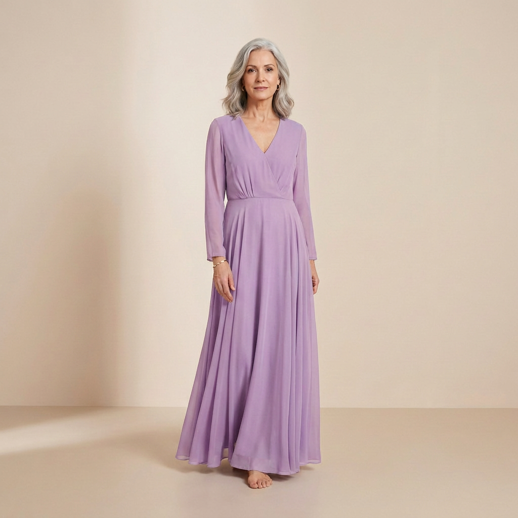 Ethereale maxi-jurk in lavendelkleur met een sluiting aan de voorkant – slip dress