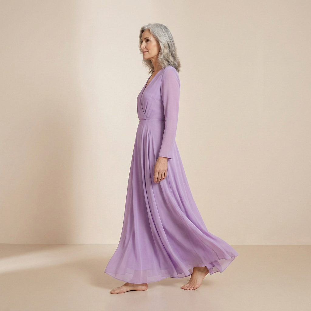 Ethereale maxi-jurk in lavendelkleur met een sluiting aan de voorkant – slip dress